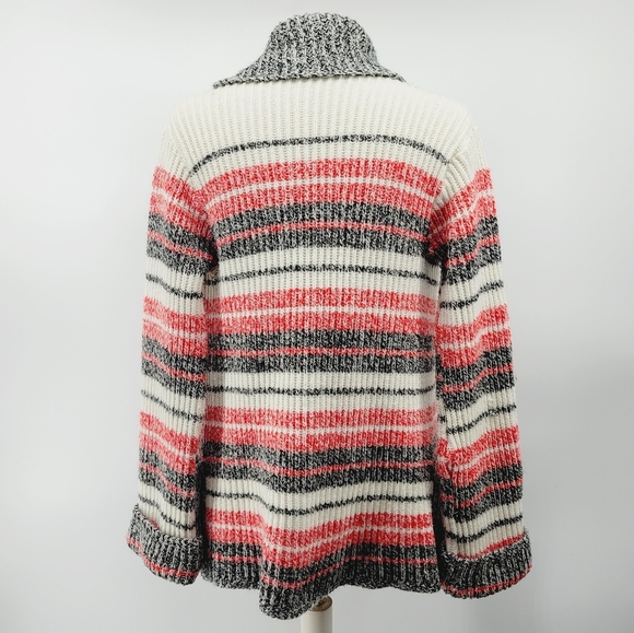 Sears Vintage Chunky Knit Striped Ribbed Cardigan Size Small - Picture 8 of 8